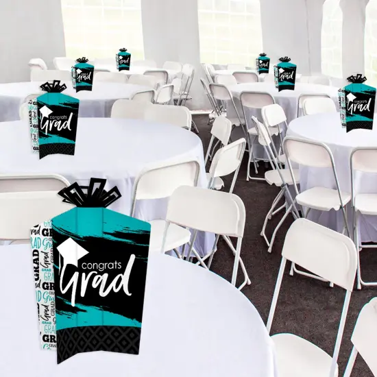 Big Dot of Happiness Teal Graduation Table Decorations - Party Fold and Flare Centerpieces - 10 Count {3}