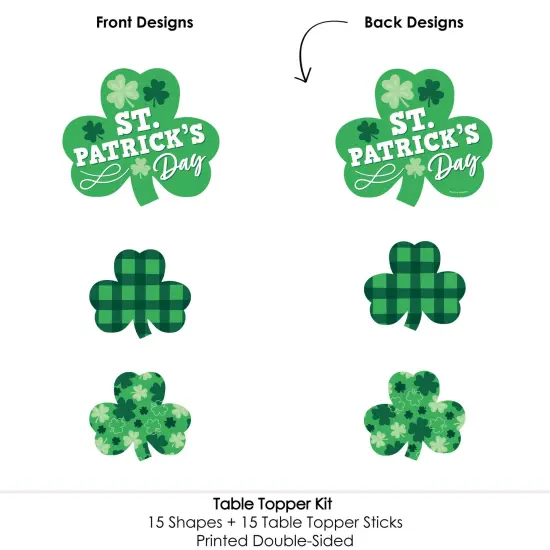 Big Dot of Happiness Shamrock St. Patrick's Day - Saint Paddy's Day Party Centerpiece Sticks - Table Toppers - Set of 15 {6}