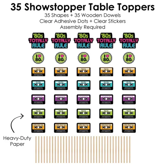 Big Dot of Happiness 80's Retro - Totally 1980s Party Centerpiece Sticks - Showstopper Table Toppers - 35 Pieces {7}
