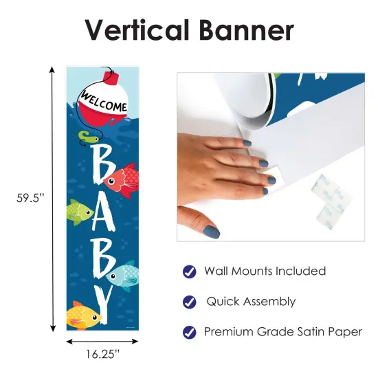 Big Dot of Happiness Let's Go Fishing - Fish Themed Baby Shower Front Door Decoration - Vertical Banner {4}
