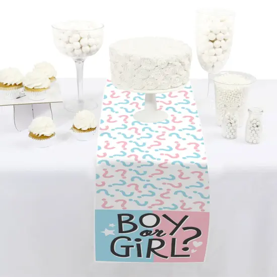 Big Dot of Happiness Baby Gender Reveal - Petite Team Boy or Girl Party Paper Table Runner - 12 x 60 inches {3}
