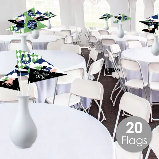 Big Dot of Happiness Kentucky Horse Derby - Triangle Horse Race Party Photo Props - Pennant Flag Centerpieces - Set of 20 {3}