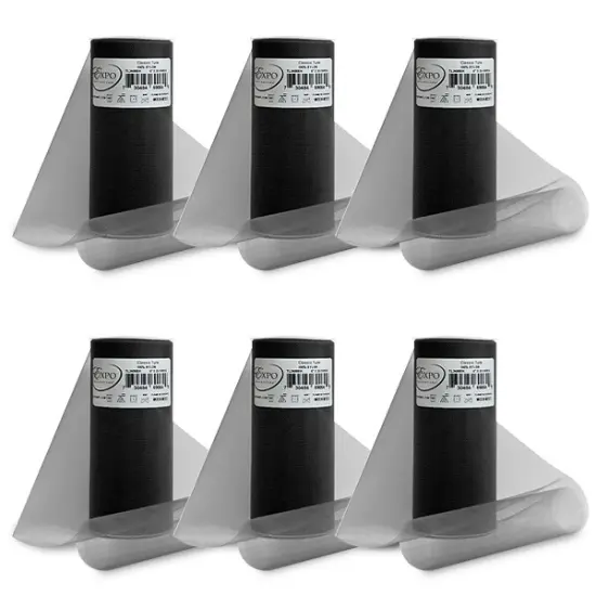 Pack of 6 Premium Matte Tulle Spool of 6-inch X 25 Yards Black {1}