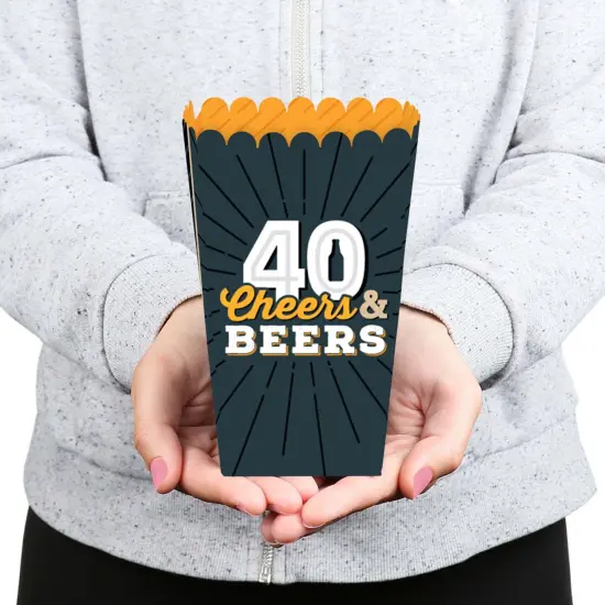 Big Dot of Happiness Cheers and Beers to 40 Years - 40th Birthday Party Favor Popcorn Treat Boxes - Set of 12 {6}