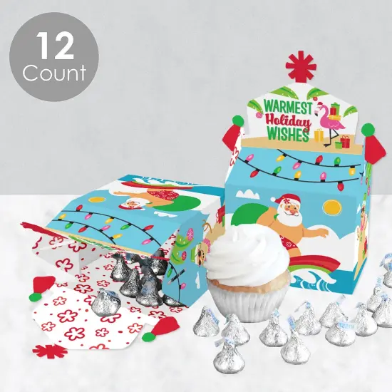 Big Dot of Happiness Tropical Christmas - Treat Box Party Favors - Beach Santa Holiday Party Goodie Gable Boxes - Set of 12 {4}