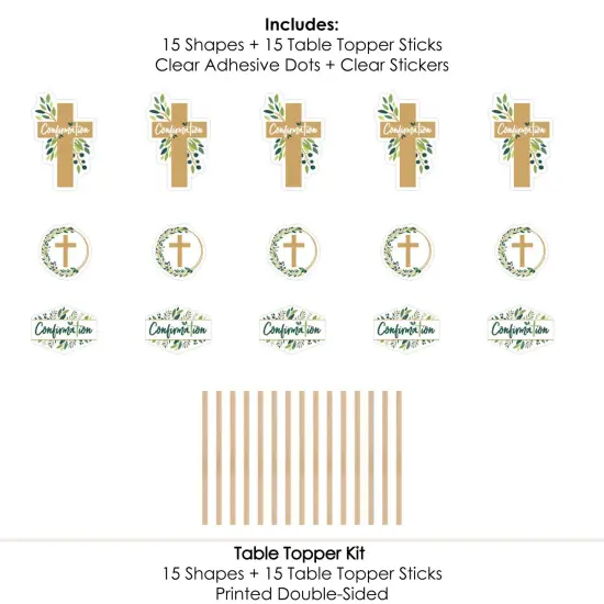 Big Dot of Happiness Confirmation Elegant Cross - Religious Party Centerpiece Sticks - Table Toppers - Set of 15 {7}