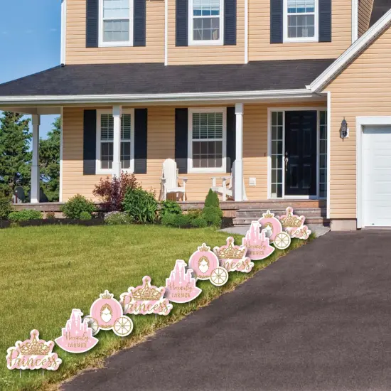 Big Dot of Happiness Little Princess Crown - Tiara Castle & Carriage Lawn Decor - Outdoor Princess Baby Shower or Birthday Party Yard Decor - 10 Piece {4}