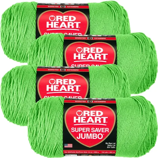 Multipack of 4 - Red Heart Super Saver Jumbo Yarn-Spring Green {1}