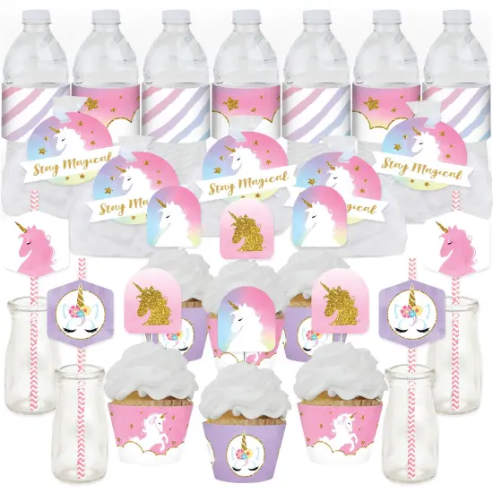 Big Dot of Happiness Rainbow Unicorn - Magical Unicorn Baby Shower or Birthday Party Favors and Cupcake Kit - Fabulous Favor Party Pack - 100 Pieces {1}