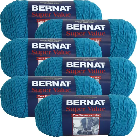 Multipack of 6 - Bernat Super Value Solid Yarn-Peacock {1}
