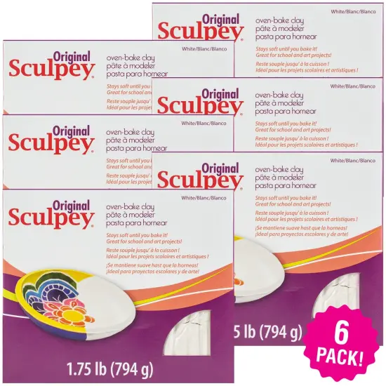 Sculpey Polymer Clay, White, 1.75lbs, Multipack of 6 {1}