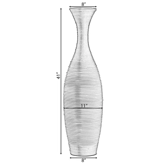Tall Floor Vase, Modern large vase for home decor floor, Brown Artificial Rattan Floor Vase, Brown Floor Vase for Living Room or Hallway, 41-Inch-Tall Vase {4}
