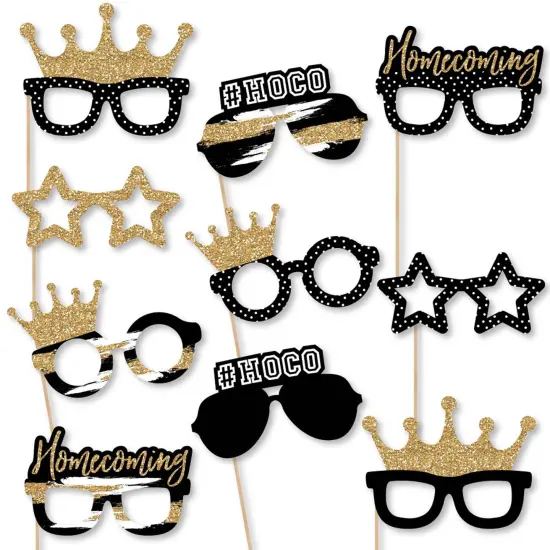 Big Dot of Happiness Hoco Dance - Glasses and Masks - Paper Card Stock Party Photo Booth Props Kit - 10 Count {1}