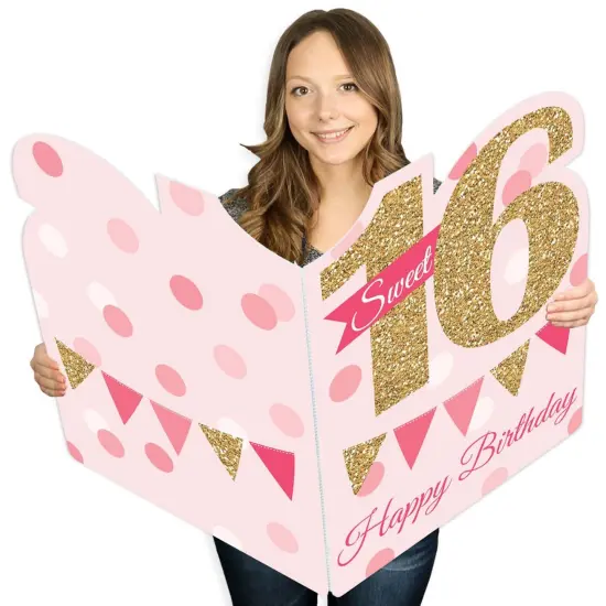Big Dot of Happiness Sweet 16 - Happy 16th Birthday Giant Greeting Card - Big Shaped Jumborific Card {1}