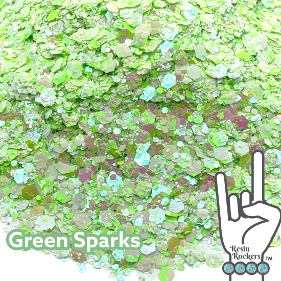 Green Sparks Holographic and Pearlescent Pixie for Poxy Chunky Glitter Mix {1}
