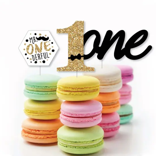 Big Dot of Happiness 1st Birthday Little Mr. Onederful - Dessert Cupcake Toppers - Boy First Birthday Party Clear Treat Picks - Set of 24 {6}