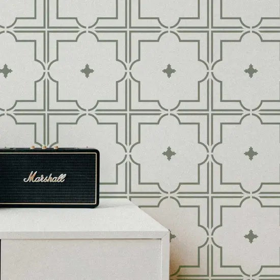 Moroccan Traditional Tin Tile Patio, Floor, or Tile Stencil {4}