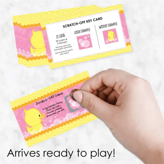 Big Dot of Happiness Pink Ducky Duck - Girl Baby Shower or Birthday Party Game Scratch Off Cards - 22 Count {3}