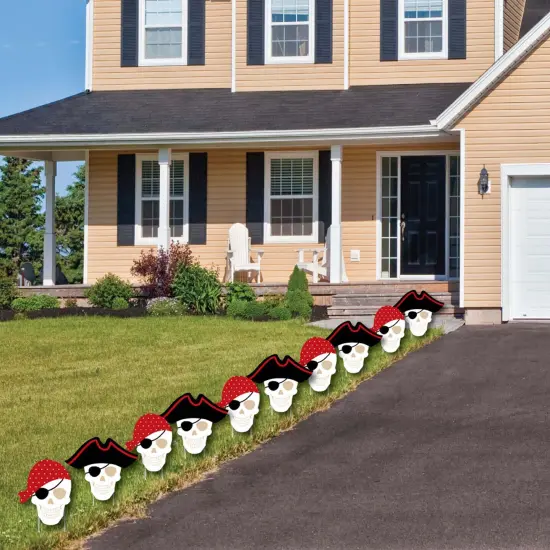 Big Dot of Happiness Beware of Pirates - Pirate Skulls Lawn Decorations - Outdoor Pirate Birthday Party Yard Decorations - 10 Piece {4}