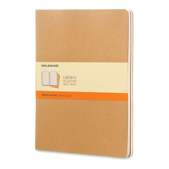 Moleskine Cahier Journals - 9-3/4" x 7-1/2", Ruled, Kraft, Pkg of 3 {1}