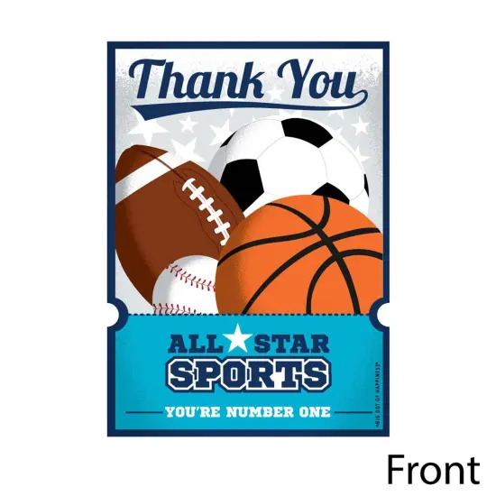 Big Dot of Happiness Go, Fight, Win - Sports - Shaped Thank You Cards - Baby Shower or Birthday Party Thank You Note Cards with Envelopes - Set of 12 {4}