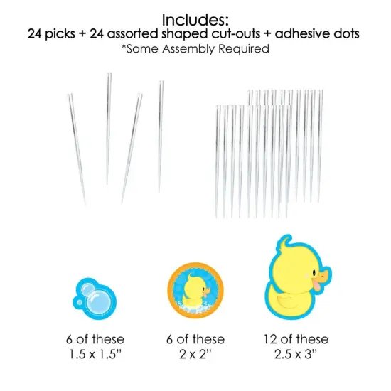 Big Dot of Happiness Ducky Duck - Dessert Cupcake Toppers - Baby Shower or Birthday Party Clear Treat Picks - Set of 24 {7}
