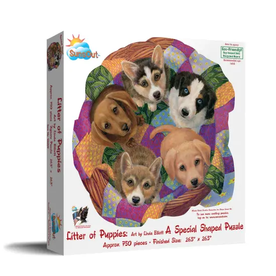 Sunsout Litter of Puppies 750 pc Special Shape Jigsaw Puzzle 95007 {3}