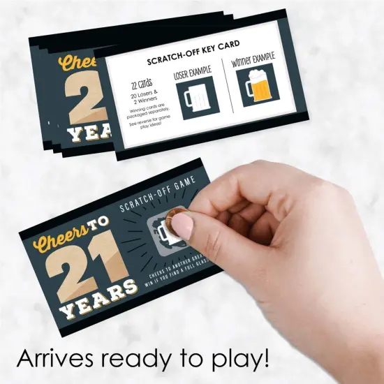 Big Dot of Happiness Cheers and Beers to 21 Years - 21st Birthday Party Game Scratch Off Cards - 22 Count {3}