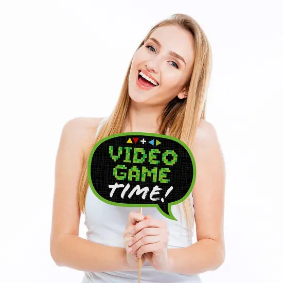 Big Dot of Happiness Game Zone - Pixel Video Game Party or Birthday Party Photo Booth Props Kit - 20 Count {4}