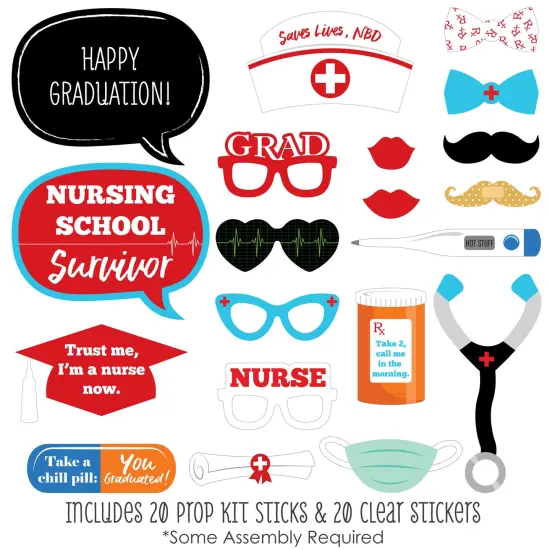 Big Dot of Happiness Nurse Graduation - Medical Nursing Graduation Photo Booth Props Kit - 20 Count {3}