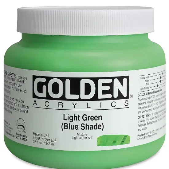 Golden Heavy Body Artist Acrylics - Light Green (Blue Shade), 32 oz Jar {2}