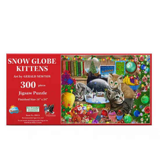 Sunsout Snow globe Kittens 300 pc Christmas Jigsaw Puzzle 39211 {3}