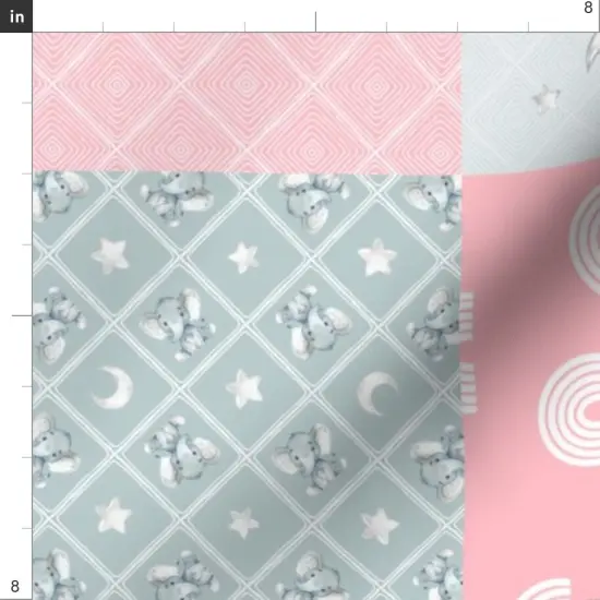 Various Fabrics by the Yard or Fat Quarter Elephant Wholecloth Cheater Quilt Patchwork Rotated Pink Blue Gray Custom Printed Fabric by Spoonflower {4}