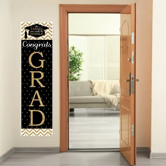 Big Dot of Happiness Gold Graduation Party Door Decoration - Vertical Banner {7}