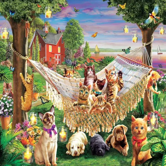 Sunsout Kittens Puppies and Butterflies 500 pc Jigsaw Puzzle 51830 {1}