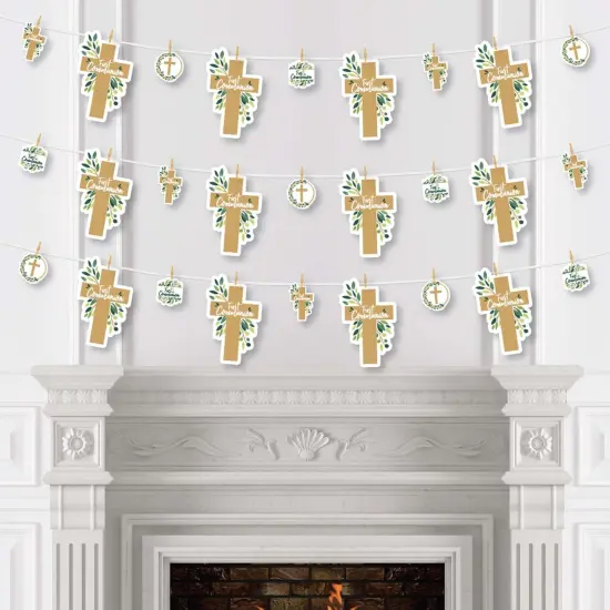 Big Dot of Happiness First Communion Elegant Cross - Religious Party DIY Decorations - Clothespin Garland Banner - 44 Pieces {4}