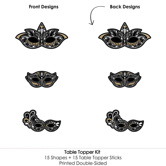 Big Dot of Happiness Masquerade - Carnival Mask Party Centerpiece Sticks - Table Toppers - Set of 15 {6}