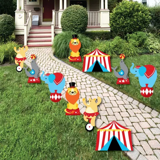 Big Dot of Happiness Carnival - Step Right Up Circus - Animals & Tent Lawn Decorations - Outdoor Carnival Themed Party Yard Decorations - 10 Piece {1}