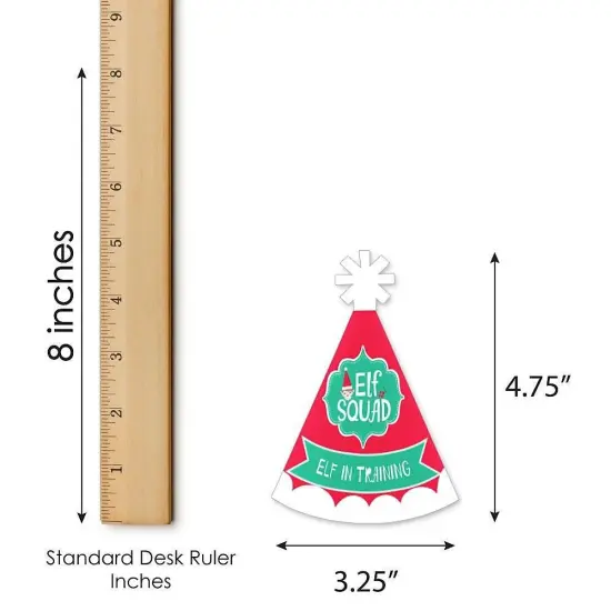 Big Dot of Happiness Elf Squad - Mini Cone Kids Elf Christmas and Birthday Party Hats - Small Little Party Hats - Set of 8 {7}