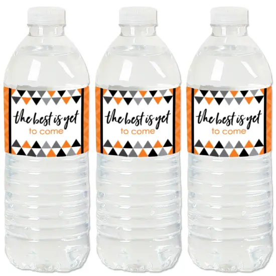 Big Dot of Happiness Orange Graduation Party Water Bottle Sticker Labels - Set of 20 {1}