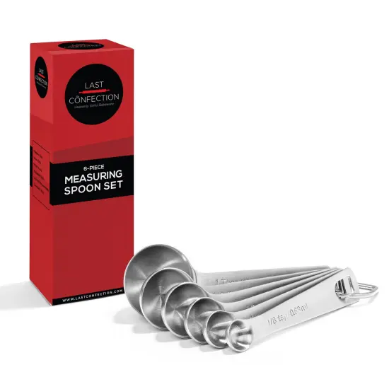 Last Confection Stainless Steel Measuring Spoons, Set of 6 for Dry Spices and Liquid Cooking & Baking Ingredients {6}