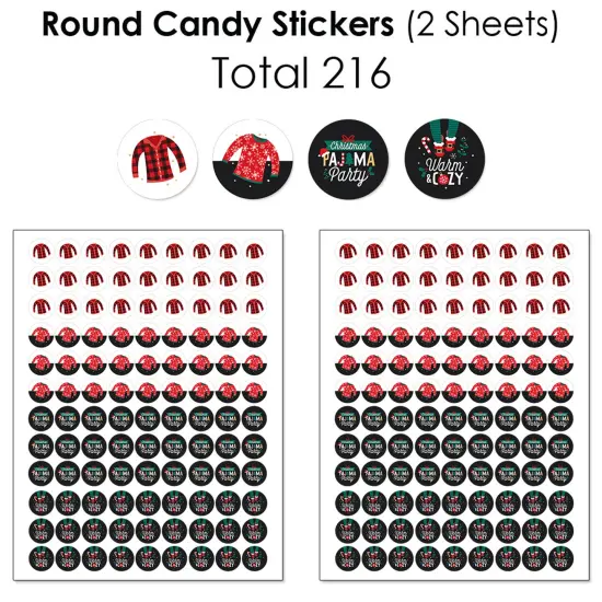 Big Dot of Happiness Christmas Pajamas - Holiday Plaid PJ Party Candy Favor Sticker Kit - 304 Pieces {6}
