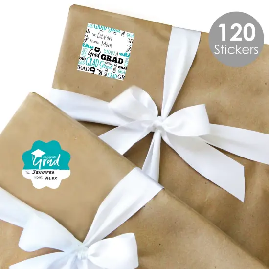 Big Dot of Happiness Teal Grad Best is Yet to Come Assorted Turquoise Graduation Party Gift Tag Labels To and From Stickers 12 Sheets 120 Stickers {3}