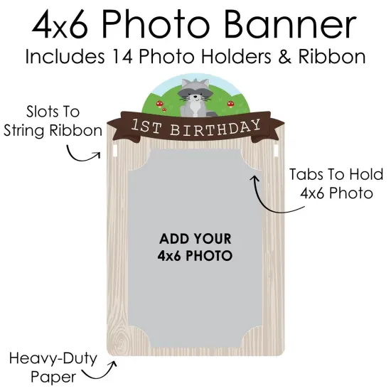 Big Dot of Happiness 1st Birthday Woodland Creatures - DIY First Birthday Party Decor - 1-12 Monthly Picture Display - Photo Banner {7}
