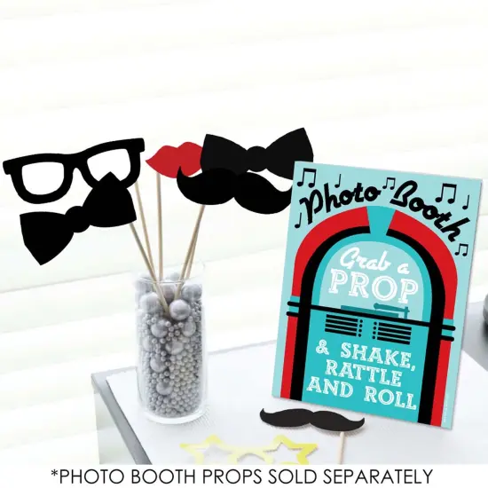 Big Dot of Happiness 50's Sock Hop Photo Booth Sign - 1950s Party Decor - Printed on Sturdy Plastic Material 10.5 x 13.75" - Sign with Stand - 1 Piece {3}