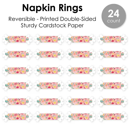 Big Dot of Happiness Colorful Floral Happy Mother's Day - We Love Mom Party Paper Napkin Holder - Napkin Rings - Set of 24 {7}