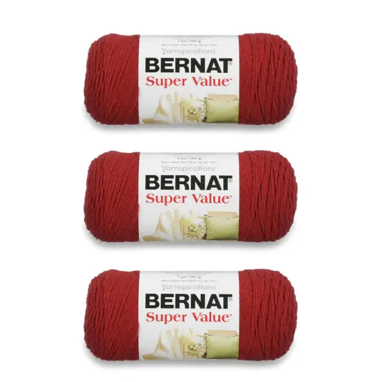 Bernat Super Value Redwood Heather Yarn - 3 Pack of 198g/7oz - Acrylic - 4 Medium (Worsted) - 426 Yards - Knitting/Crochet {1}