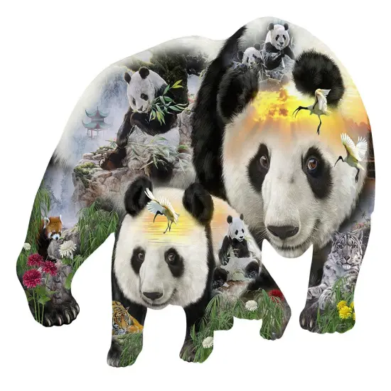 Sunsout Panda-Monuim 1000 pc Special Shape Jigsaw Puzzle 96043 {1}