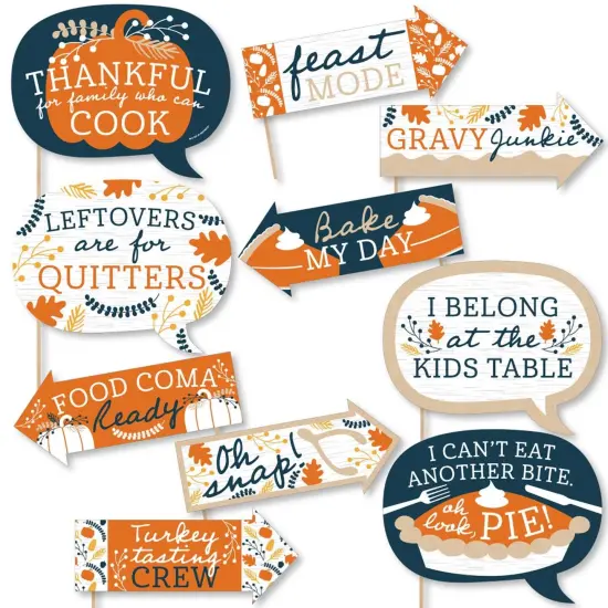 Big Dot of Happiness Funny Happy Thanksgiving - Fall Harvest Party Photo Booth Props Kit - 10 Piece {1}