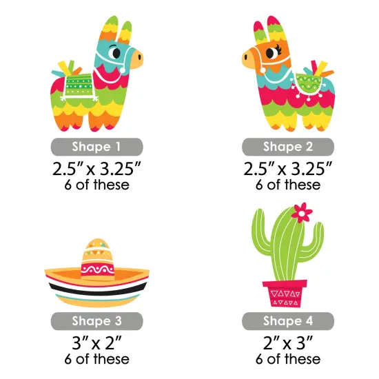 Big Dot of Happiness Pinata Party - DIY Shaped Colorful Fiesta Cut-Outs - 24 Count {3}